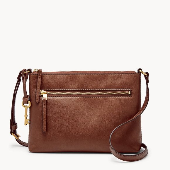 Fossil Handbags - FOSSIL leather caramel tan Fiona crossbody purse